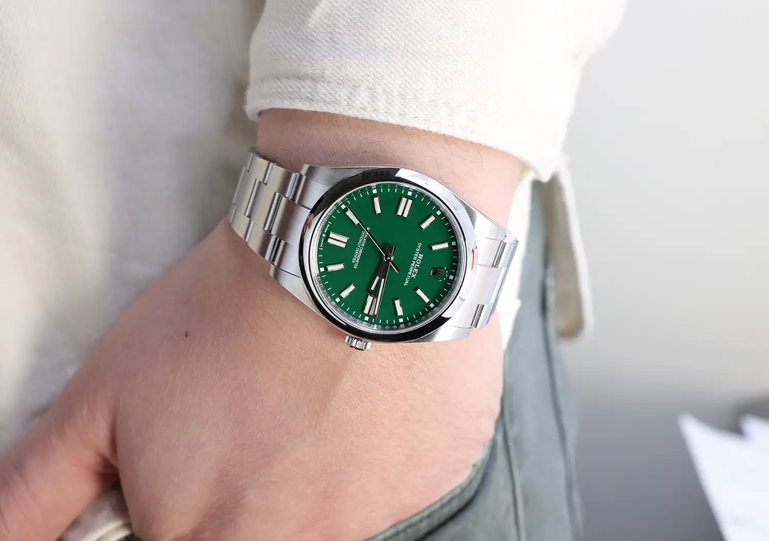rolex oyster perpetual lifestyle on wrist